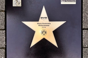  A brass star is inserted into the concrete base with utmost precision; the star’s surface is custom milled on a CNC machine as requested 