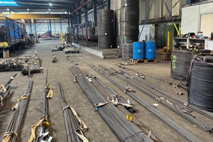  Fig. 2: View of the bending shop at Breuer Stahlhandel in Goch: stored rebar and coils  