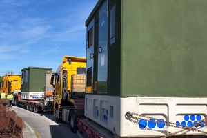  Fig. 7: Transport and delivery of newly produced prefabricated substations from the Saint Astier site  