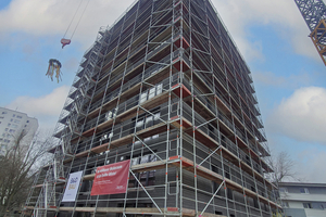  Für diesen derzeit höchsten Hybridbau Deutschlands in Fürth gab es vom Freistaat Bayern einen zusätzlichen Nachhaltigkeitszuschuss 