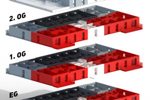  Fig. 10: The Tetriqx serial residential construction components form a modular system that allows multi-story residential units to be built  