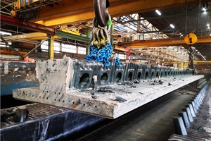  Fig.1: Prestressed precast concrete element during handling in the production plant  