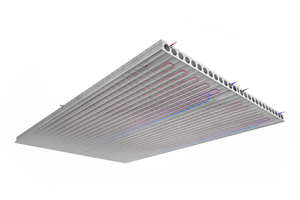  The DX-Therm precast ceiling plays a key role, combining the structural framework with water-based heating and cooling in a single industrially prefabricated component 
