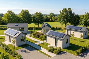 The rendering shows the planned modular housing park in Kadeltshofen with the tiny house community 