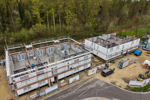  Fig. 1: The two apartment buildings in Moos were constructed using highly prefabricated concrete walls 