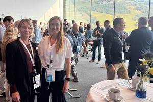  Fig. 1: Kristin Hanneforth and Karla Knitter (from left) were on site in Brixen for BFT International at the Progress Group Summit and the Green Code Precast Days  
