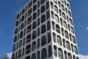  Fig. 2: The 18-story, 60 m high residential tower is located at Mahatma-Gandhi-Platz in Munich-Freiham 