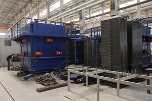  Shafts for passenger and freight elevators are produced in ten elevator shaft molds with shrinkable cores

 