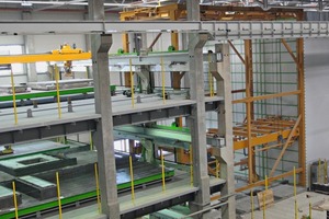  Three pallet circulation systems of Sommer Anlagentechnik GmbH are used for the production of wall panels and floor slabs 