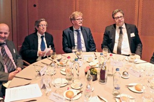  The German delegation during a business lunch (from left to right): Friedrich Gebhart (2nd from left), President of the FBF, Eberhard Bauer, Vice President of BIBM, Thomas Mann, Member of the European Parliament, Dr. Ulrich Lotz, Managing Director of FBF, Dorothea Stock, FBF 