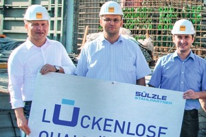  Pleased about a successful project (from left to right): Heinrich Sülzle, managing director of Sülzle Group, Sinisa Neskovic, site manager of Ed. Züblin AG and Naser Alili, head of the subsidiary of Sülzle Stahlpartner at the Denkendorf location 