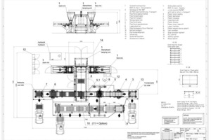  Fig. 5 Layout of P 614-004 with RW 180 ° flat stacking for combination with the RFS flat stacking, RFH fixed handling flat stacking or any kind of existing block making circulation system.  