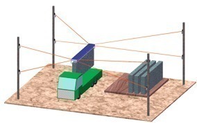  Fig. 1 IPAnema prototype at Fraunhofer IPA. A platform (see center of image) is connected to a frame by seven ropes, and can be adjusted freely. 