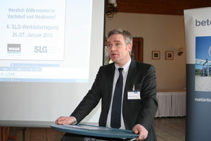  SLG-Vorstandsmitglied Raphael Klostermann konnte sich bei der Eröffnung der 6. SLG-Werkleitertagung über eine Rekordteilnahme freuen 