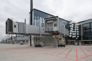  High loads have to be considered in particular at the apron of the terminal. Picture showing the BBI gate for the airbus A380 