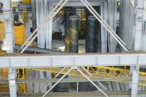  The steel cylinders casted with concrete harden in separate drying chambers (kilns) in vertical position 