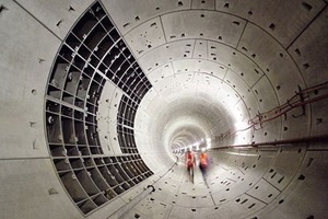  Fig.1 Example of a tunnel built of tubbing segments (left), position of the splash fill in a cooling tower (center) and the example of a precast concrete beams of a hall construction(right).  