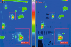  The degree of detector resolution is important because high-res IR cameras perform more accurate measurements – a comparison of the 160 x 120 and 1,280 x 960 resolutions with measured values 