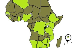  Countries of origin of the laboratories that participated in the proficiency testing scheme (marked in light green)  