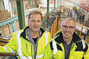  Werner Wößner, Division Manager for precast concrete elements (left), and Wolfgang Hess, Plant Manager (right), are highly satisfied with the result of the ­modernization measures 