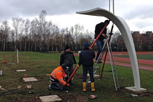  Assembly of the shell element on the sports ground of TU Chemnitz 