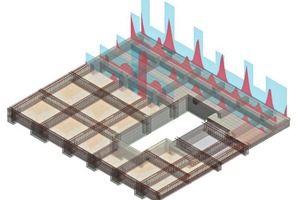  <div class="bildtext_en">Floor slab with 3D reinforcement as a result of FE calculation</div> 