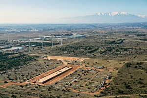  North-east view of the memorial, the ­Pyrenees with the Pic du Canigou in the background 