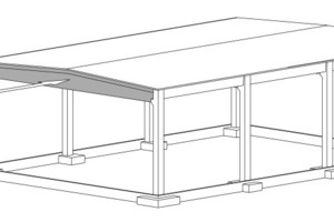  Fig. 2 Open storage building used as an example (left) and the selected requirements for the parameter configuration of the service-life design (right). 