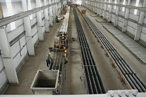  View inside the production building with the three railway sleeper production lines 