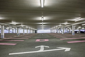  A view of the new Adidas staff parking structure, without interfering ­columns and beams 