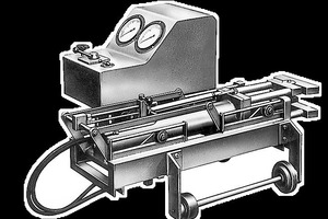  This multi-wire stressing jack, with tension force of 70 to 300 tons, as manufactured in 1954 