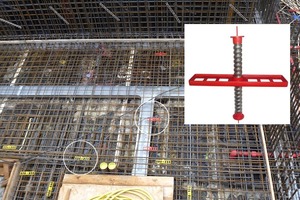  Robusta-Rödelfix mit Durchmesser 15 mm (rot) und mit Durchmesser 26,5 mm (gelb) für das Setzen von Ankerpunkten vor dem Betoniervorgang  