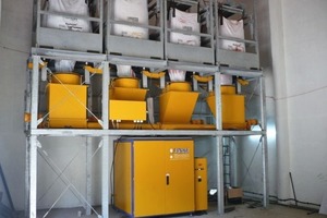  Fig. 6 The Universal System, set up for 4 colors and 2 mixers in a paving block production line in India. 