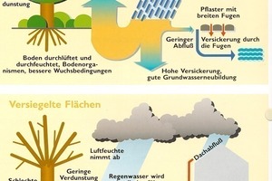  Fig. 20 Comparison of permeable and non-permeable areas [BFT 6/2005].Abb. 20 Vergleich zwischen wasserdurchlässigen und versiegelten Flächen [BFT 6/2005]. 