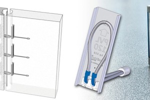  Fig. 1 The new connection as scheme into wall elements (left) and as single unit (middle). 