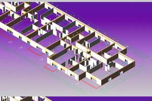  Fig. 2 Parametric functions simplify the data transfer from 2D CAD files and the creation of a three dimensional building model.Abb. 2 Parametrisierte Funktionen vereinfachen die Datenübernahme aus 2D-CAD Dateien und die Erzeugung des dreidimensionalen Gebäudemodells. 