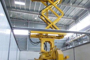  A Transexakt automatic crane system moves the finished concrete pressure pipes into and out of kilns 