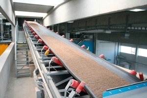  Fig. 6 The aggregates are carried to the mixing level via inclined belt conveyors. 