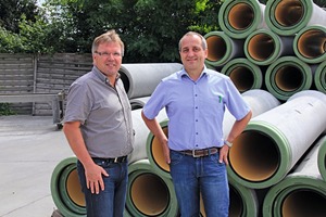  Team spirit at its best: Bernd Thielmann, general manager of Finger Beton Westerburg GmbH &amp; Co. KG, and Klaus Müller, general manager of BFS Betonfertigteilesysteme GmbH, closely collaborated with each other in the Ecoresist development process 