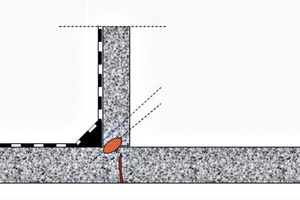  → 1 Damage event: The water finds its way through the cracks in the ground slab behind bituminous sealing 