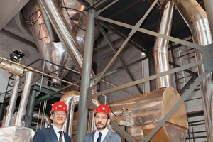  Cathay’s Global CEO Terence Yu (left) and Marino Sergi (Global COO) posing in front of the spray-drying facility 