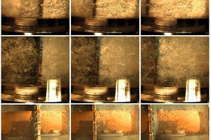  Fig. 5 Images of a paddle cycle taken with a high-speed camera at various speeds. Top: 960 rpm; center: 400 rpm; bottom: 100 rpm. 