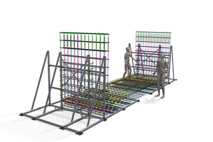  This Jiggelo System can be used for small to large elements. In this example the Jiggelo is used for a large culvert element. Due to the Jiggelo the total reinforcement assembly procedure can be broken down into more simple assembly steps  