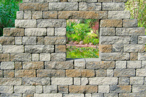  The individually broken blocks remind of treated natural stone 