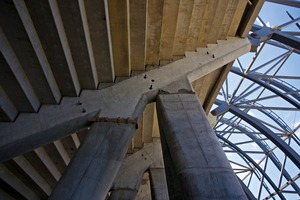  Connection between beams, stairs and columns metal ducts reinforced with bolts 