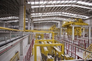  View into the production with cutting unit and packaging line 