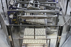  The production plates with the fresh blocks reach the paver washing plant on the wet side of the production cycle 