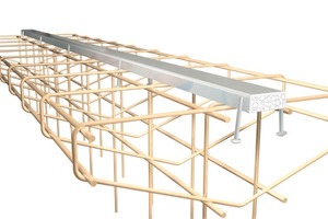  Fig. 1 Jordahl® profiled metal sheet channels JTB in reinforcement.Abb. 1 Jordahl® Trapezblechbefestigungsschienen JTB in Bewehrung. 