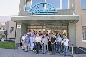  The bbf group of the study trip “concrete” was welcomed in the Estonian capital city of Tallinn by Andrus Koolme, Chairman of the board at ­Lasbet Tootmine (front cen-ter) 