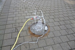  A post-cleaning infiltrometer test performed for the Stuttgart permeable paver system 